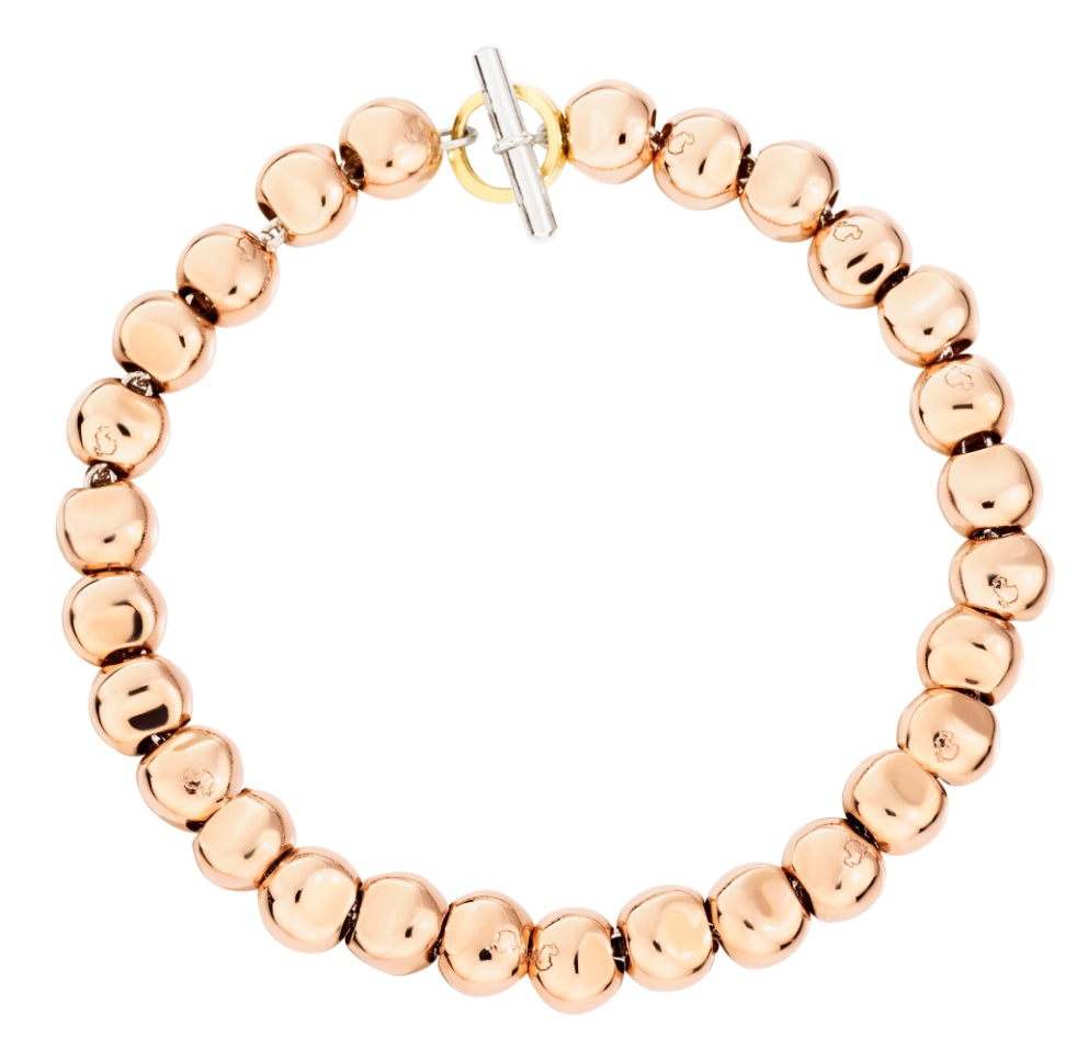 Rose Gold Beaded Elegance with Silver Toggle Clasp