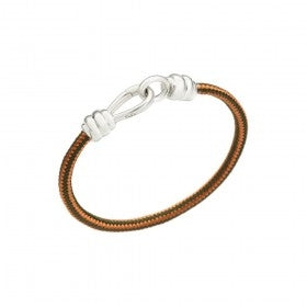 Braided Brown Leather Bracelet with Silver Clasp