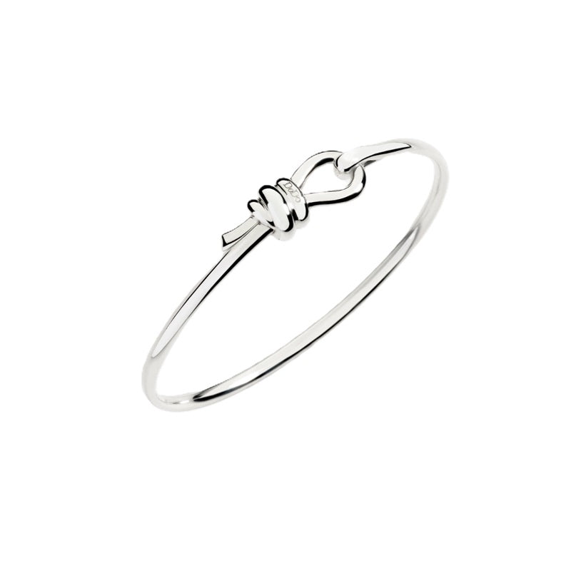 Sleek Minimalist Polished Silver Bangle Bracelet