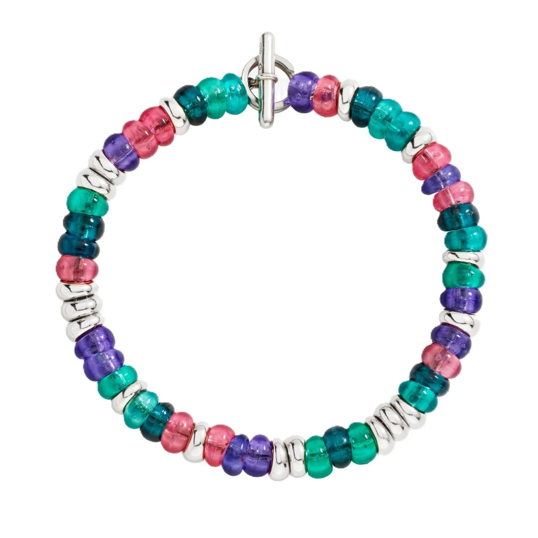 Vibrant Harmony Beaded Bracelet in Teal and Pink