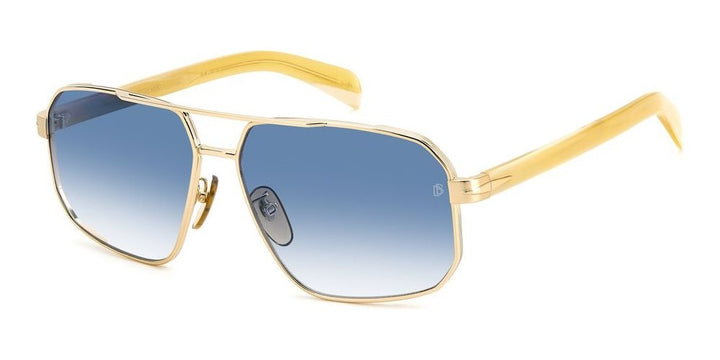 Golden Horizon Aviator with Blue Gradient Lenses
