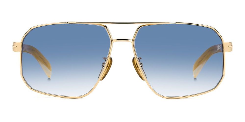 Golden Horizon Aviator with Blue Gradient Lenses