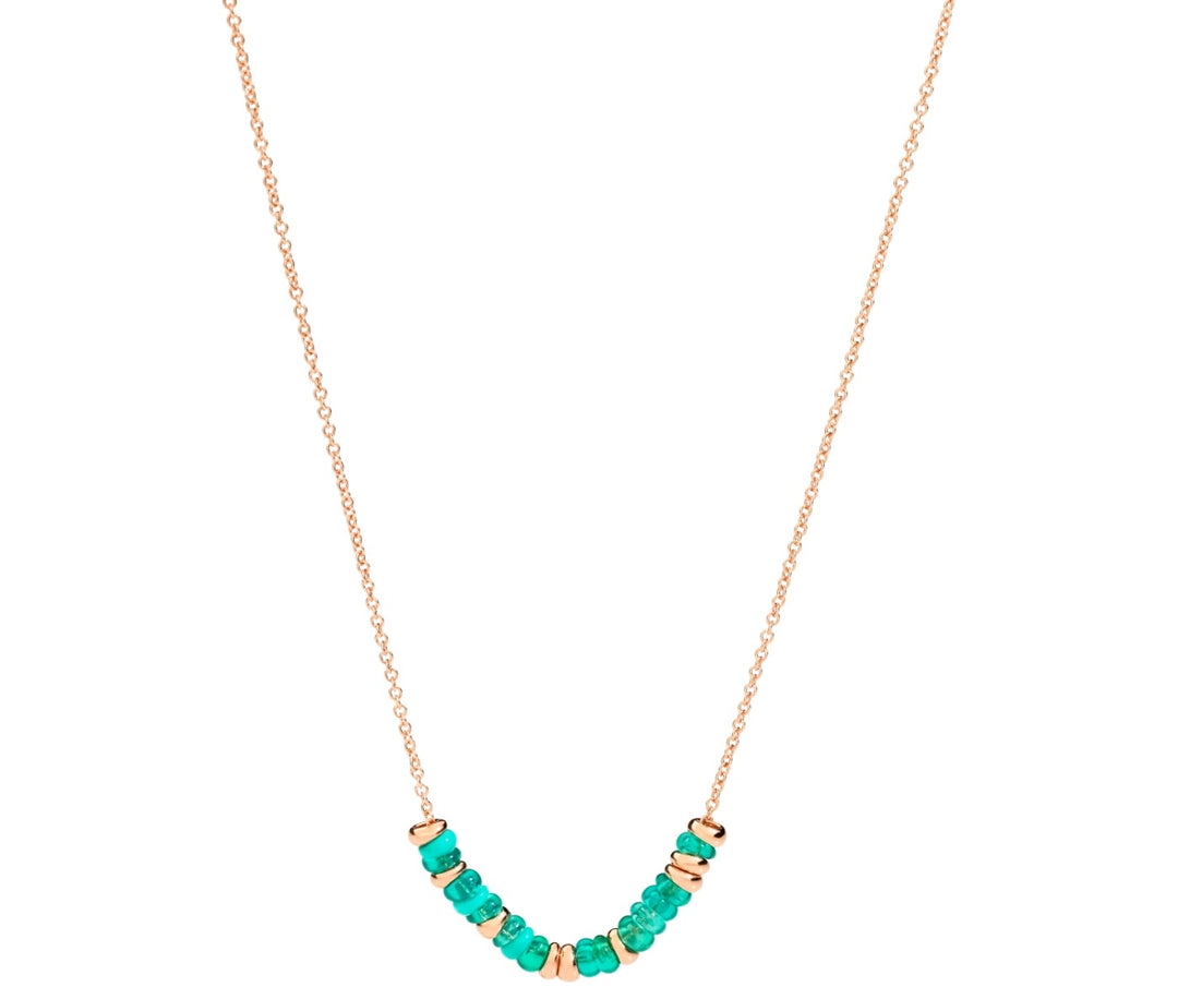 Serene Aqua Beaded Rose Gold Necklace