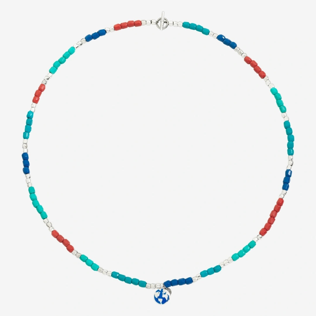 Vibrant Harmony Beaded Necklace with Silver Accents