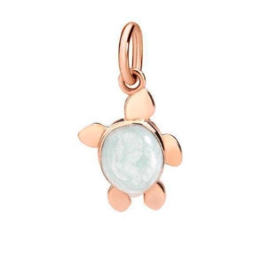 Whimsical Rose Gold Pendant with Light Blue Enamel Detail