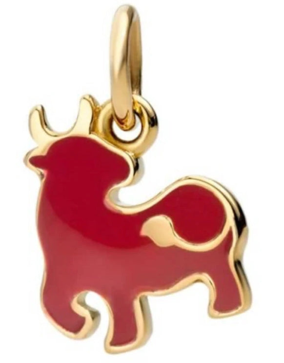Whimsical Red Enamel Charm Pendant with Gold Accents