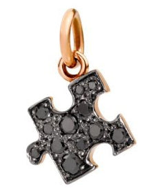 Rose Gold Pendant Charm with Black Gemstone Elegance