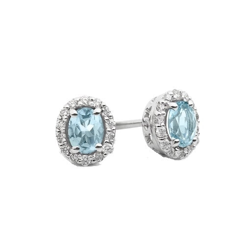 Aquamarine Radiance Studs with Diamond Accents