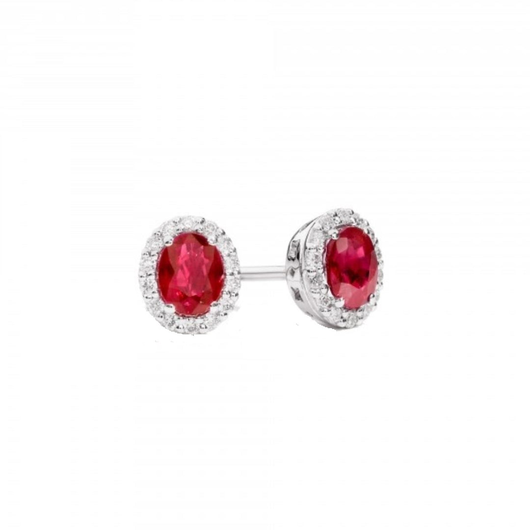 Radiant Ruby and Diamond Elegance Studs