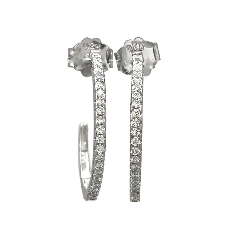 Radiant Sterling Silver Hoop Earrings with Crystal Accents
