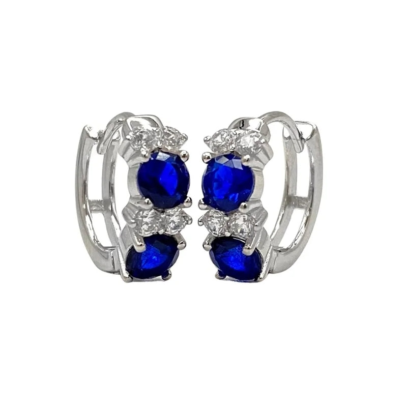Celestial Blue Huggie Earrings with Sparkling Accents