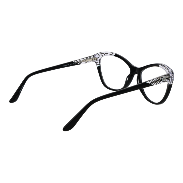 Black and transparent cat-eye eyeglasses with zebra print accents on upper frame for Women, plastic construction