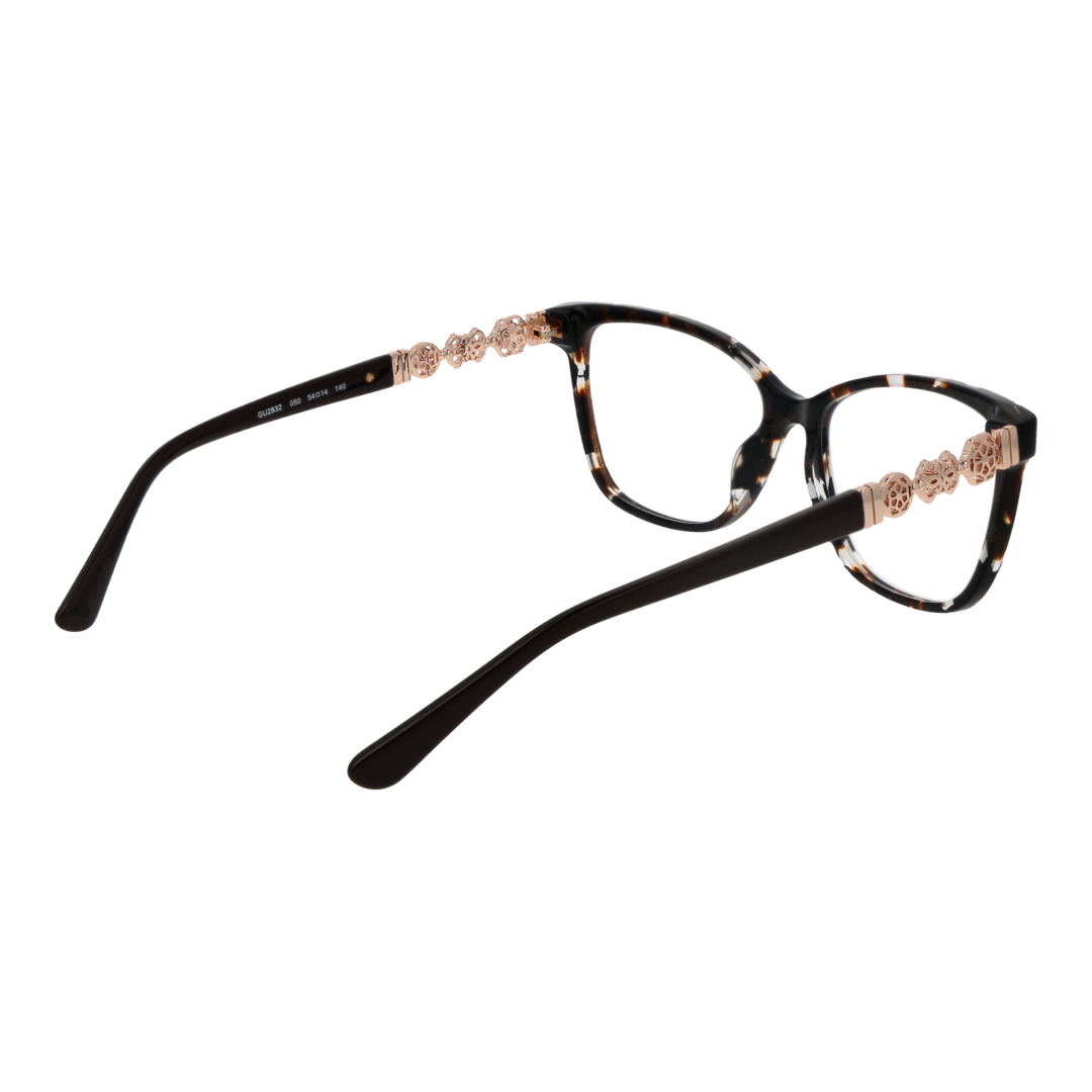 Tortoise shell cat-eye eyeglasses for Women with rose-gold temple accents and clear lenses