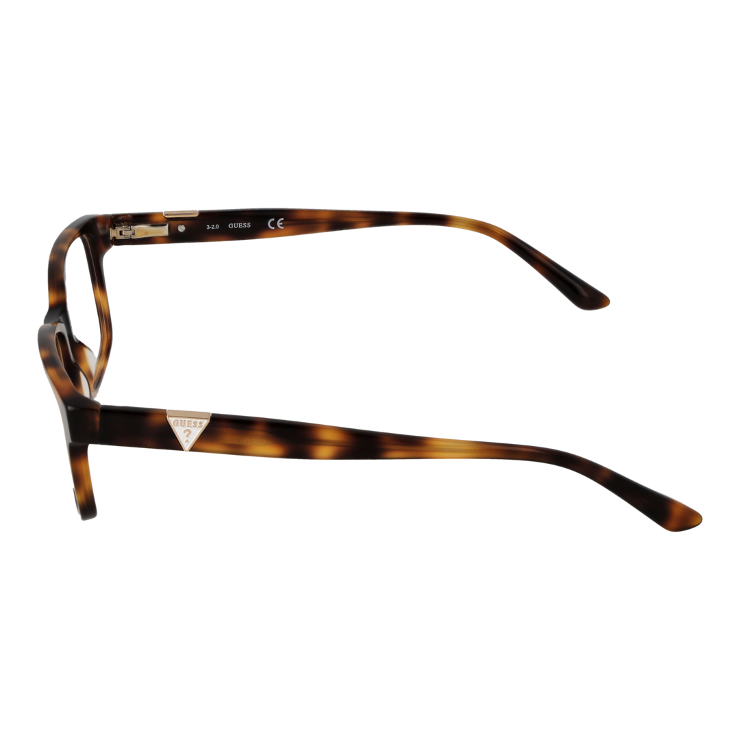 Tortoise brown full-rim rectangular eyeglasses in plastic with metal logo on temples, Unisex style