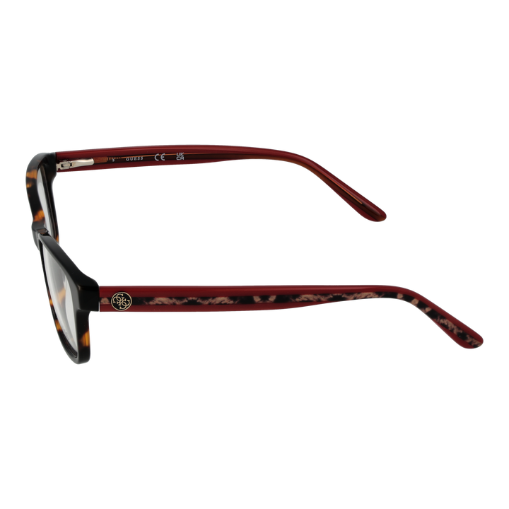Black, tortoise and red two-tone rectangular eyeglasses for Women with logo temples, plastic full-rim frame