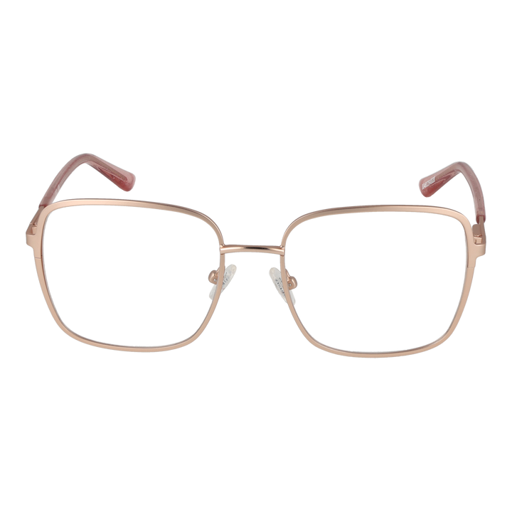 Rose gold thin metal square eyeglasses for Women with adjustable nose pads and slim temples