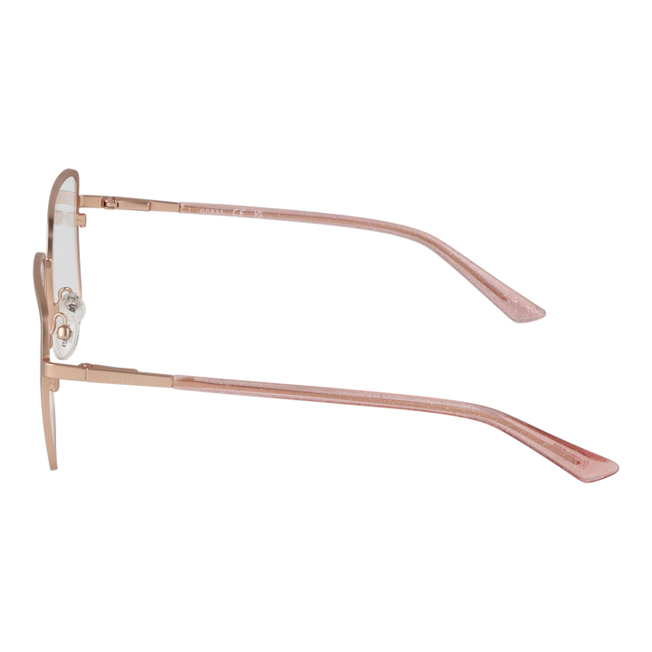 Rose gold thin metal square eyeglasses for Women with adjustable nose pads and slim temples