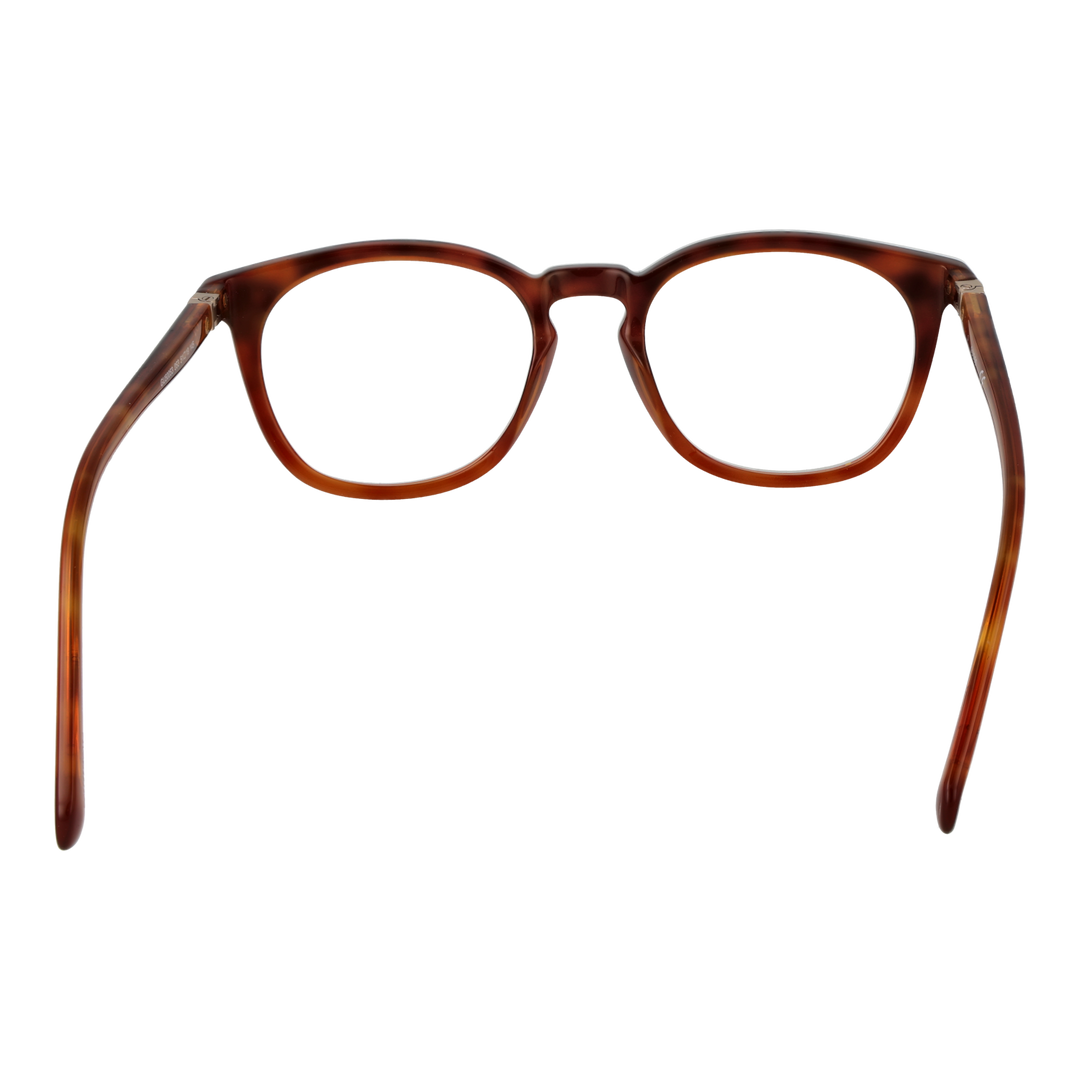 Brown tortoiseshell round eyeglasses for Women, plastic frame, metal temple accents, classic profile