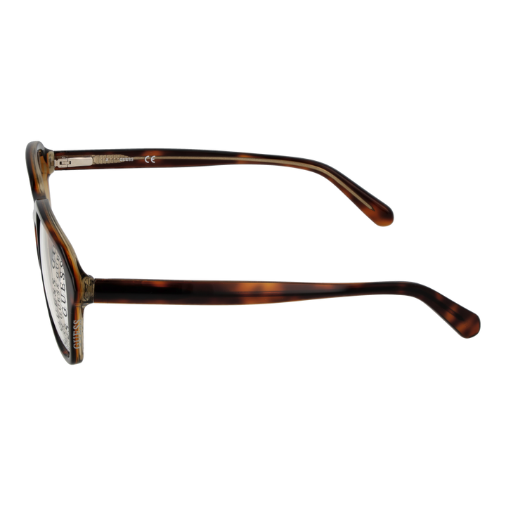 Unisex tortoiseshell rectangular full-rim eyeglasses in warm brown tones on neutral background, three-quarter view.