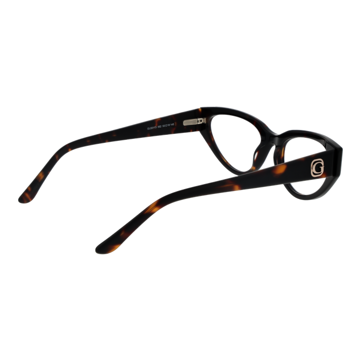 Tortoiseshell and black cat-eye eyeglasses in plastic with logo on temple, women&