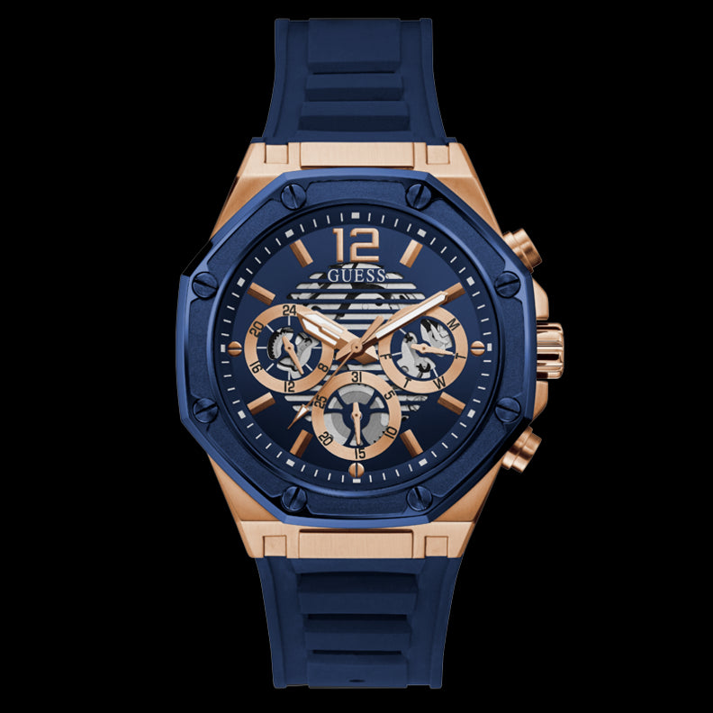 Rose Gold-Tone Chronograph with Navy Silicone Strap