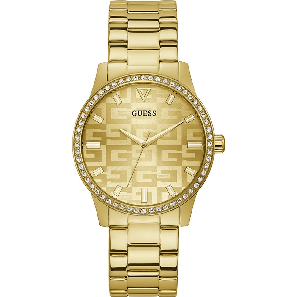 Timeless Radiance Crystal-Studded Gold Bracelet Watch
