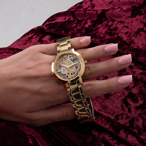 Radiant Gold-Tone Crystal-Embellished Timepiece