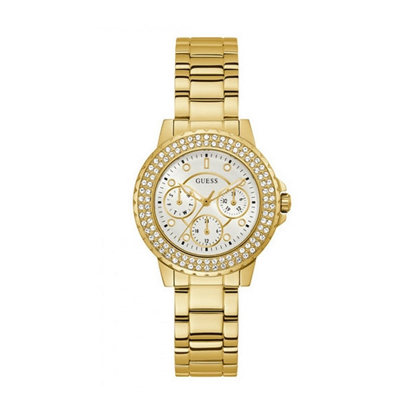 Radiant Gold-Tone Chronograph with Crystal Accents