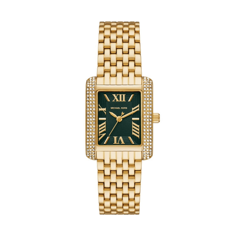 Michael Kors Gold-Tone Rectangular Crystal Watch