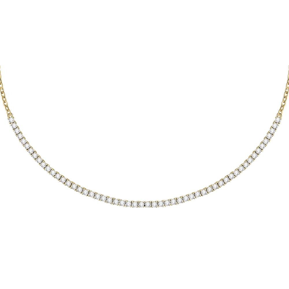 Gold Tennis Necklace with Clear Crystals