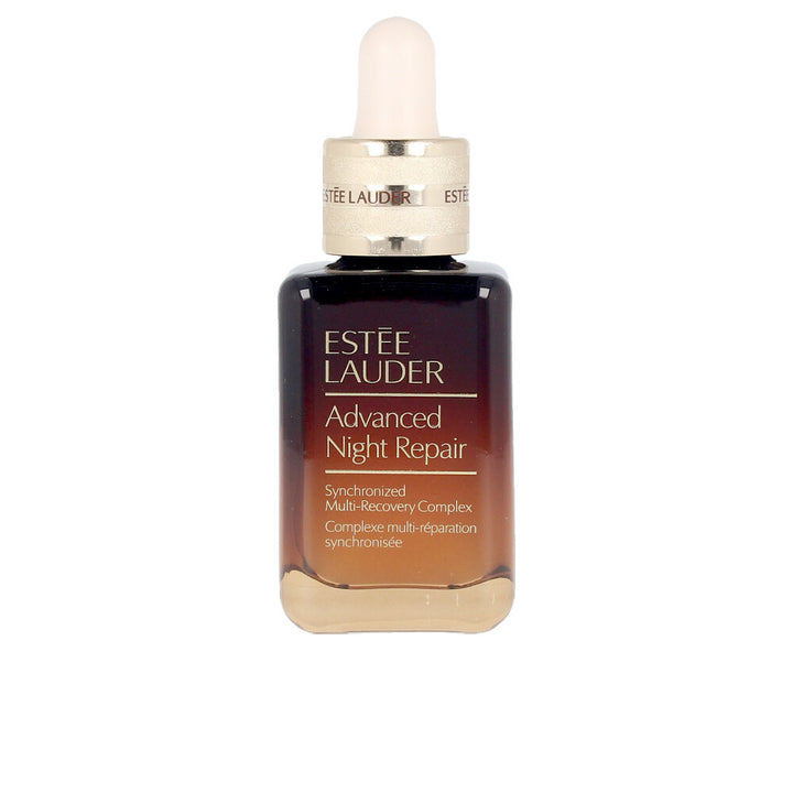 Glass bottle of lightweight night serum; hyaluronic and peptide formula, 75 ml